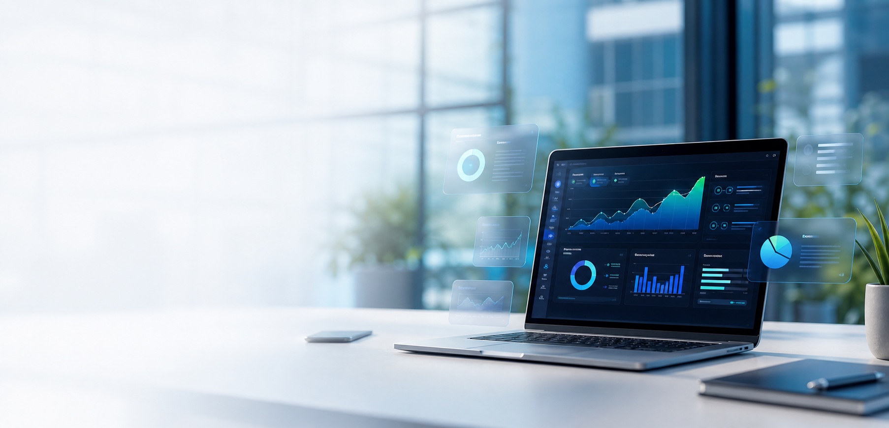Laptop mit einem modernen Analytics-Dashboard